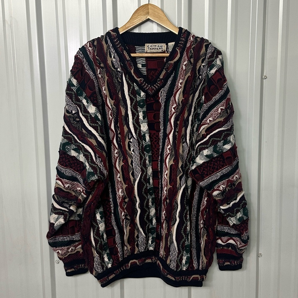Vintage Cotton Traders Men’s Cosby Style 3D Knit Sweater Retro Grandpa Core 2X